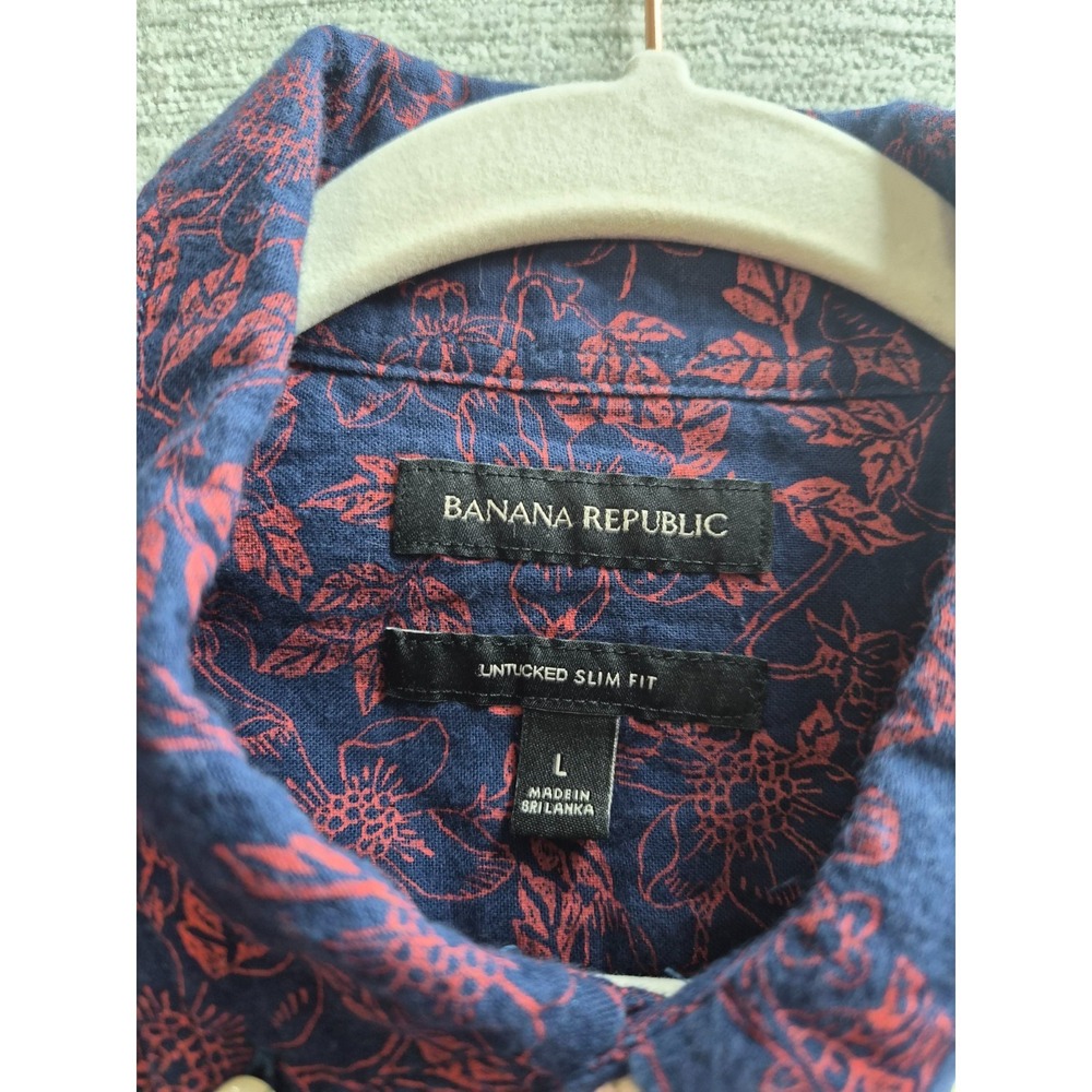 Banana Republic Shirt Mens Large Multicolor Floral Untucked Slim Fit Button Down - Picture 6 of 13